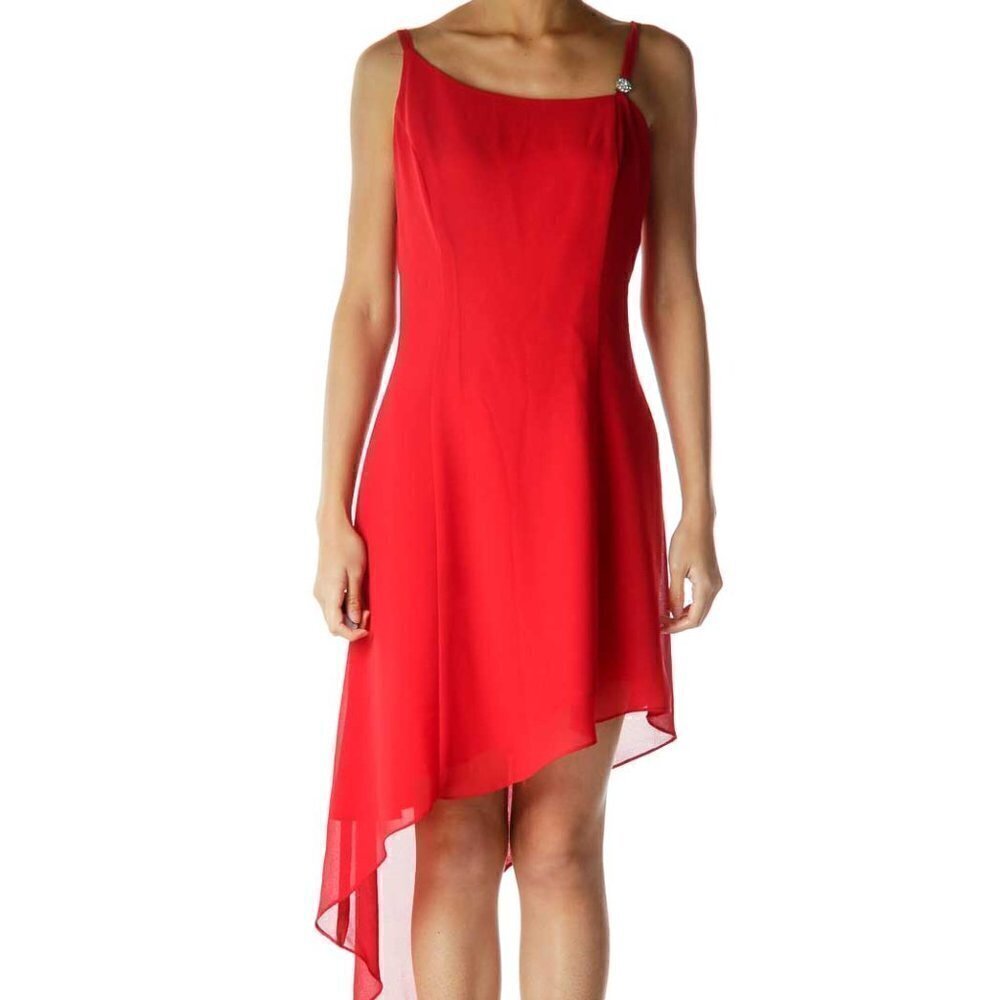 Scott McClintock Red Spaghetti Strap Asymmetric Cocktail Dress